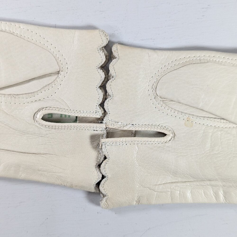 Vintage Gaymode Italy white leather driving gloves size 7 - Picture 5 of 7